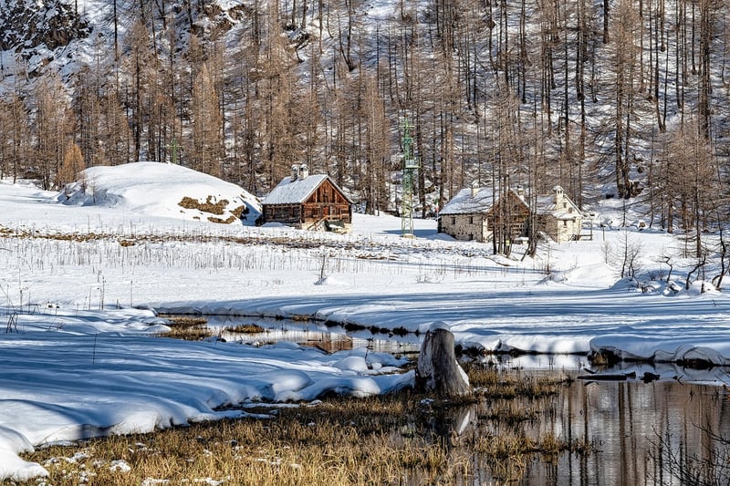 Mountain Cabin in Winter